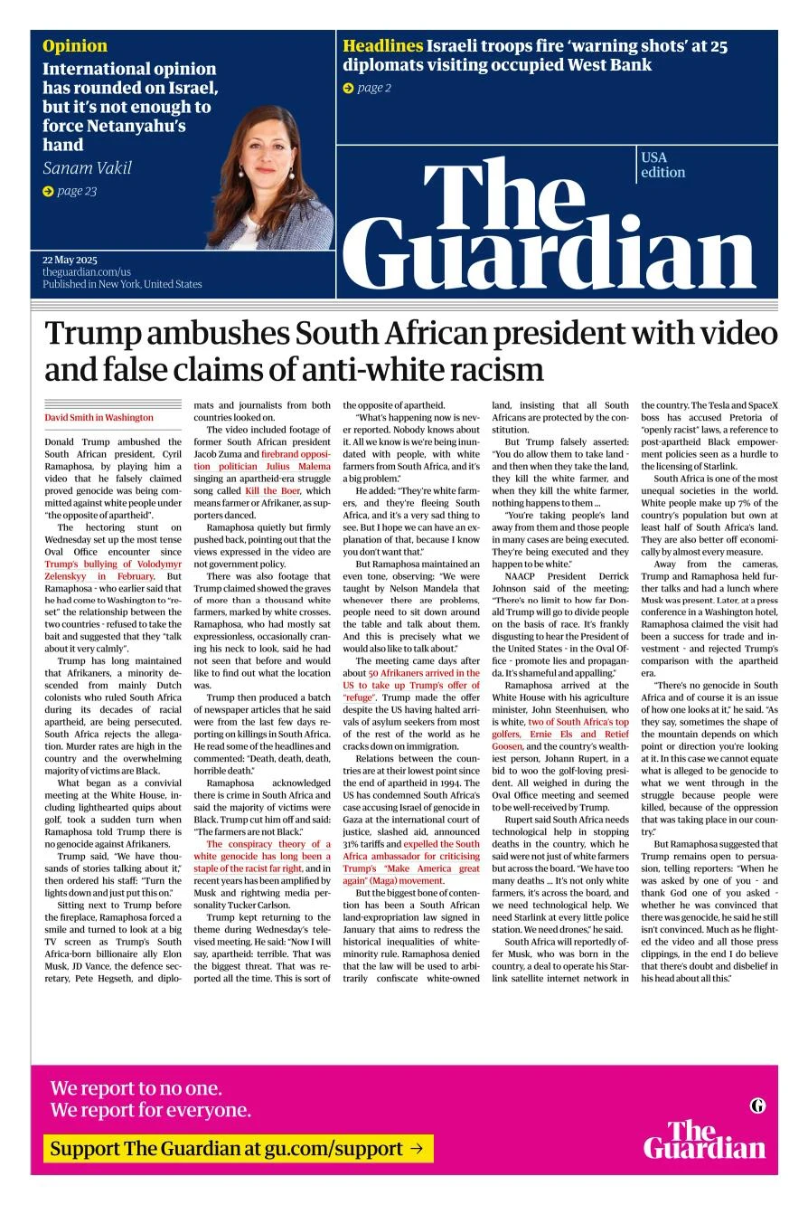 Portada de The Guardian (usa)