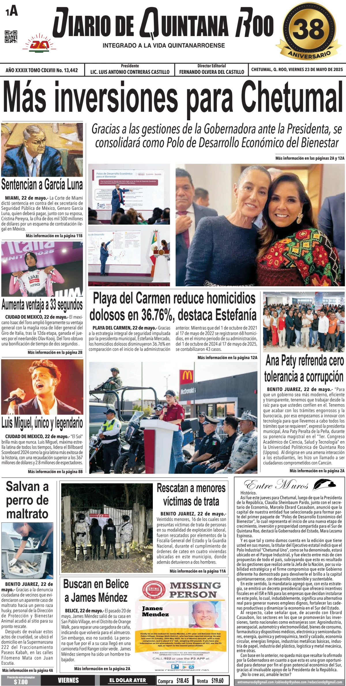 Portada de Diario de Quintana Roo (portada)