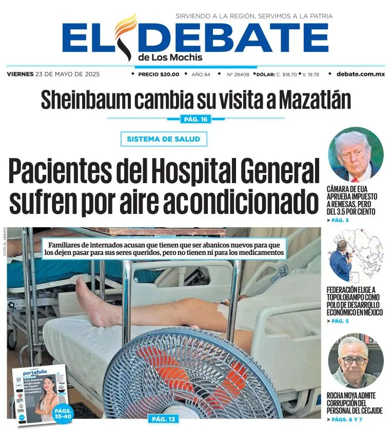 Portada de El Debate de los Mochis del viernes, 23 de mayo de 2025