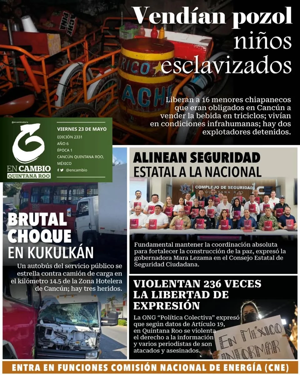 Portada de En Cambio - Quintana Roo (contraportada) del viernes, 23 de mayo de 2025
