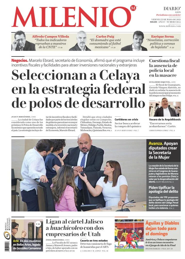 Portada de Milenio Leon del viernes, 23 de mayo de 2025