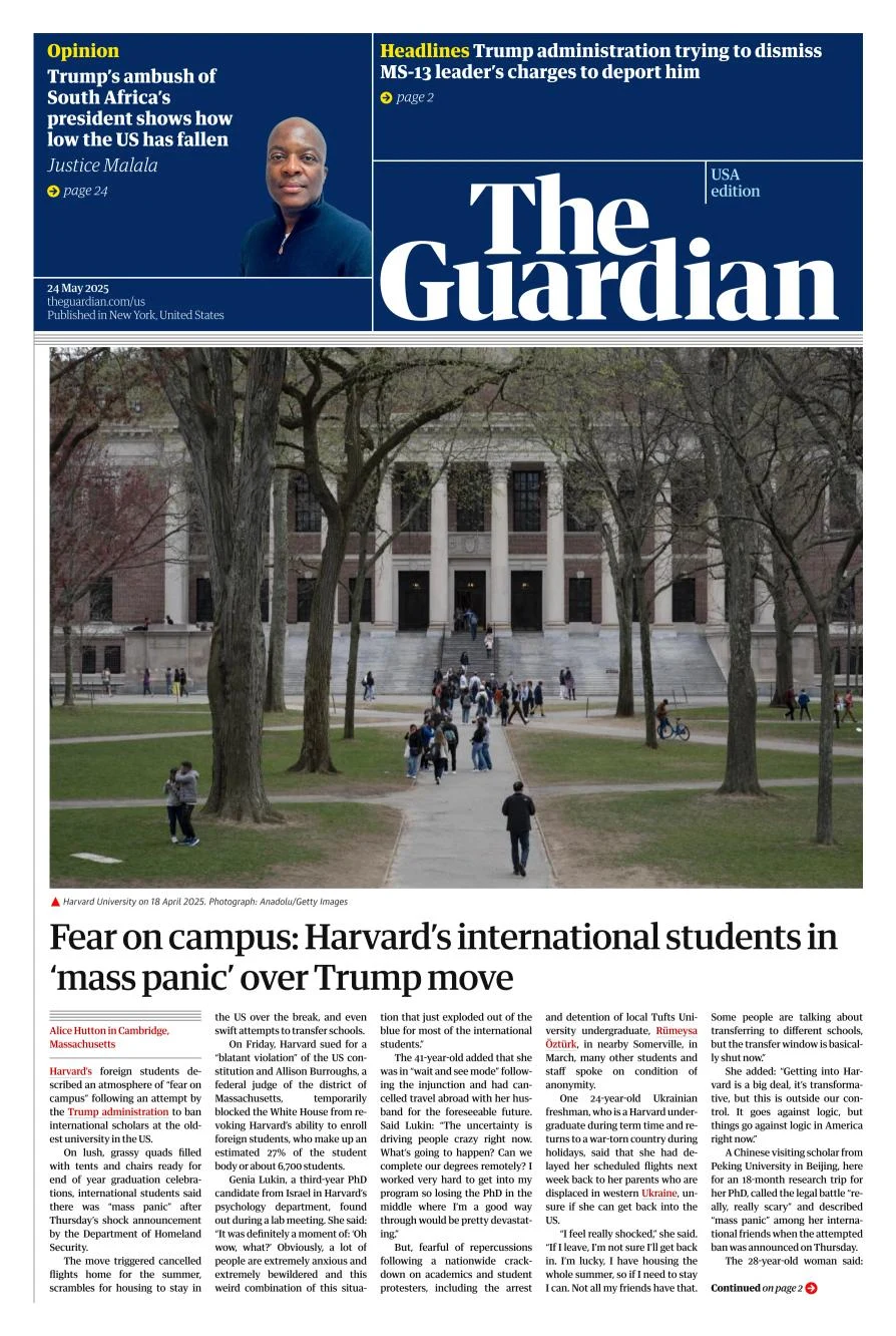 Portada de The Guardian (usa)