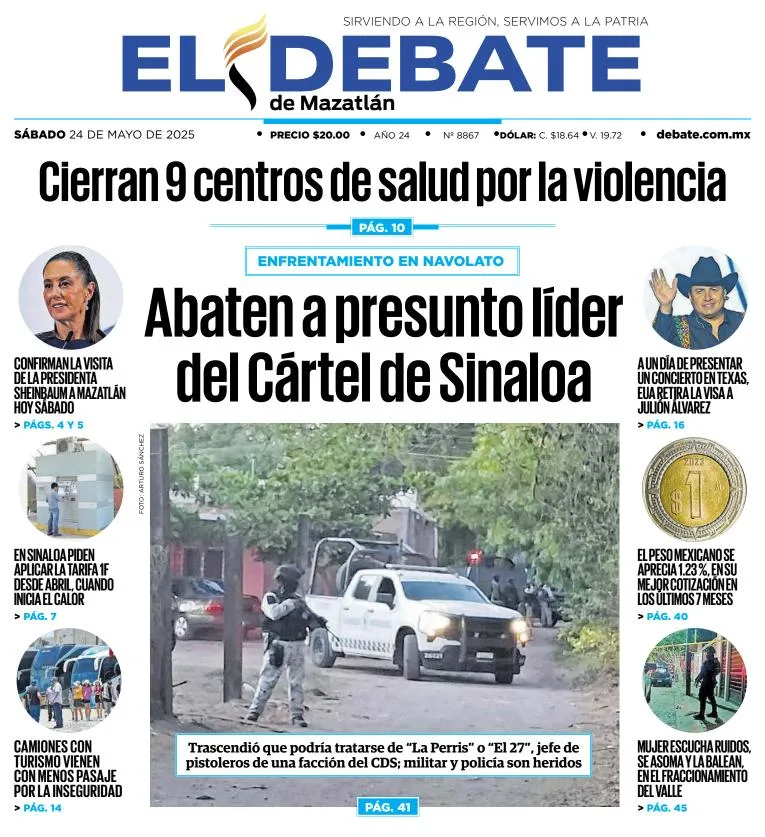 Portada de El Debate de Mazatlan