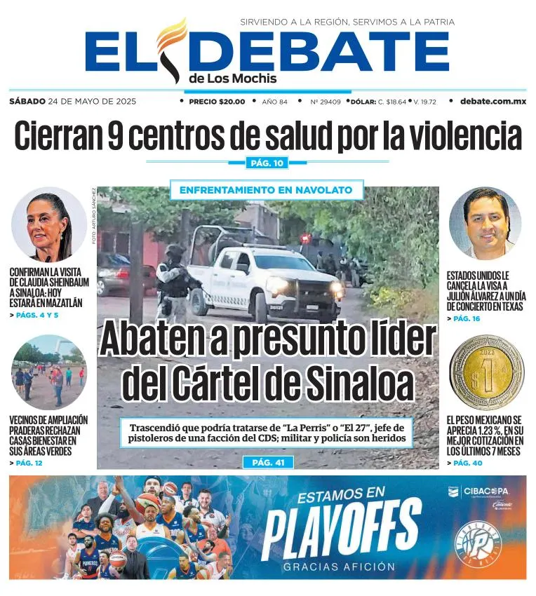 Portada de El Debate de los Mochis del sábado, 24 de mayo de 2025