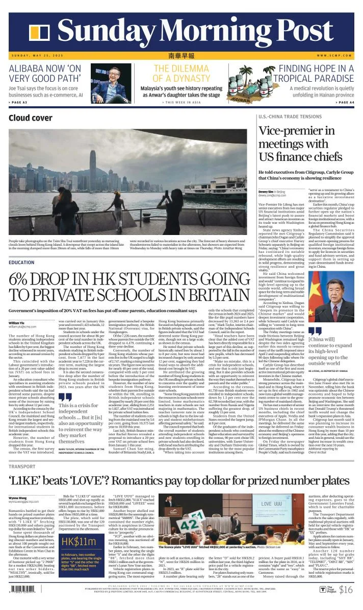 Portada de South China Morning Post