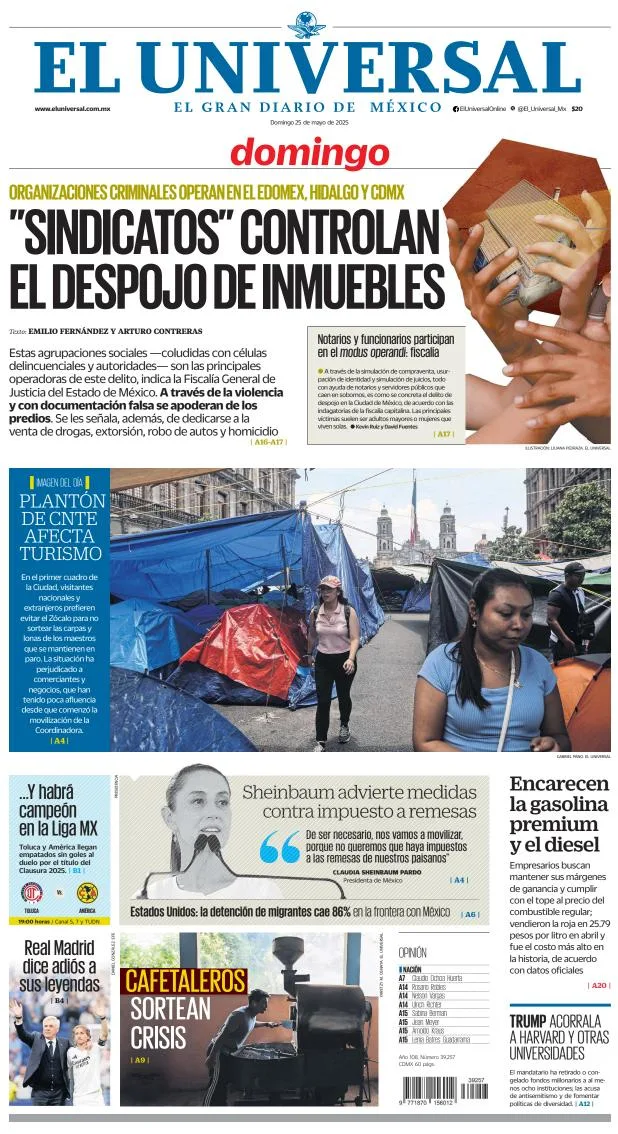 Portada de El Universal