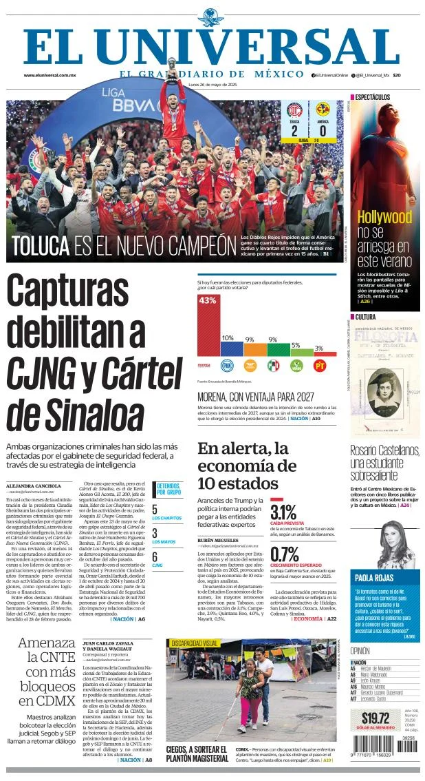 Portada de El Universal