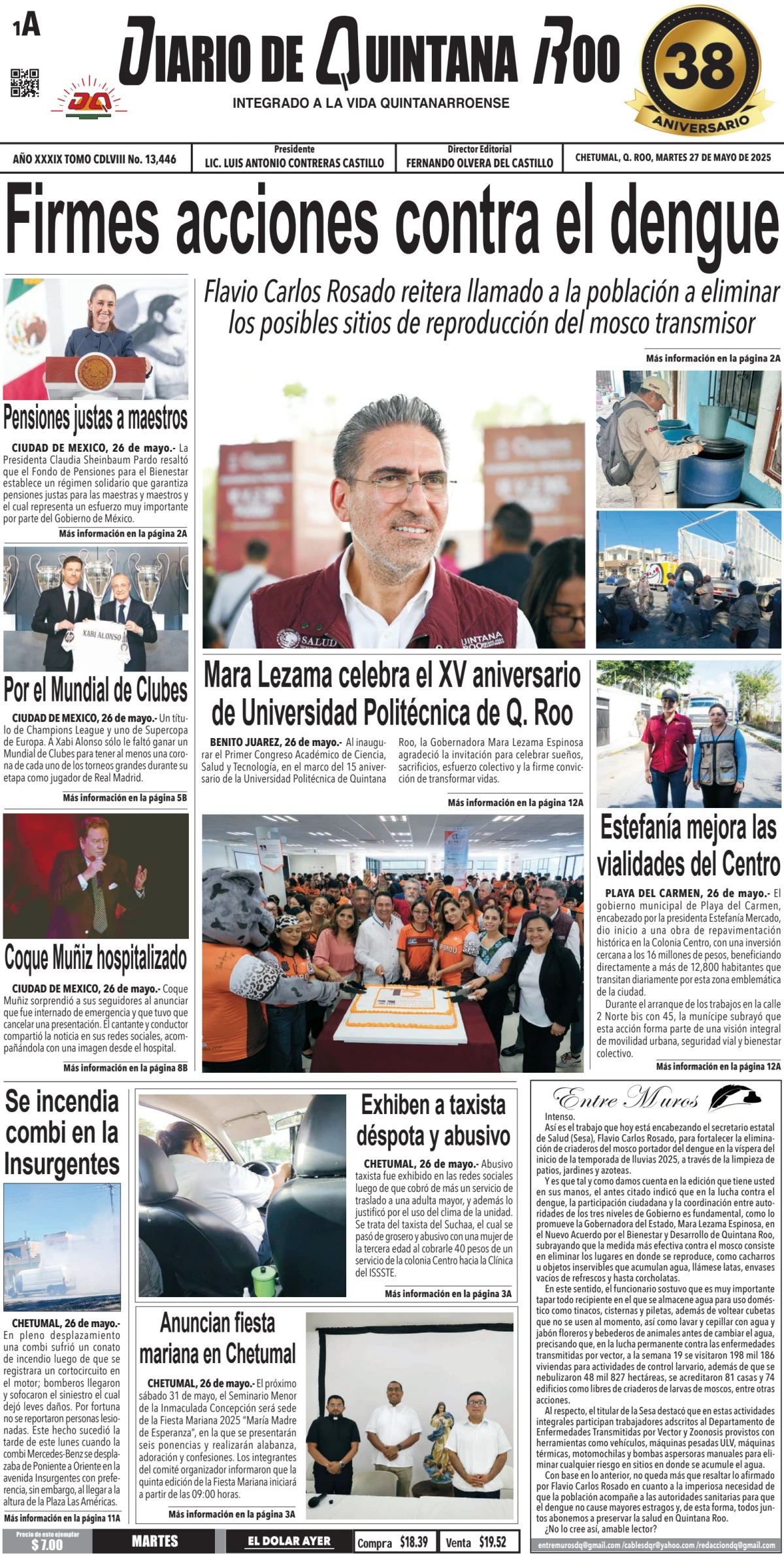 Portada de Diario de Quintana Roo (portada)