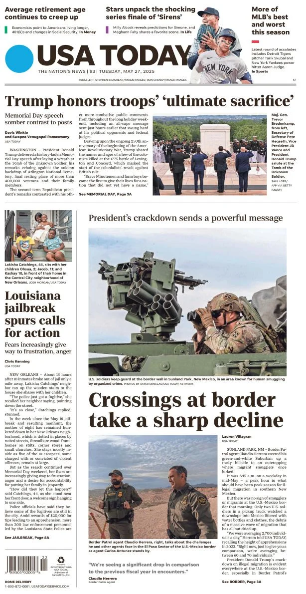 Portada de Usa Today