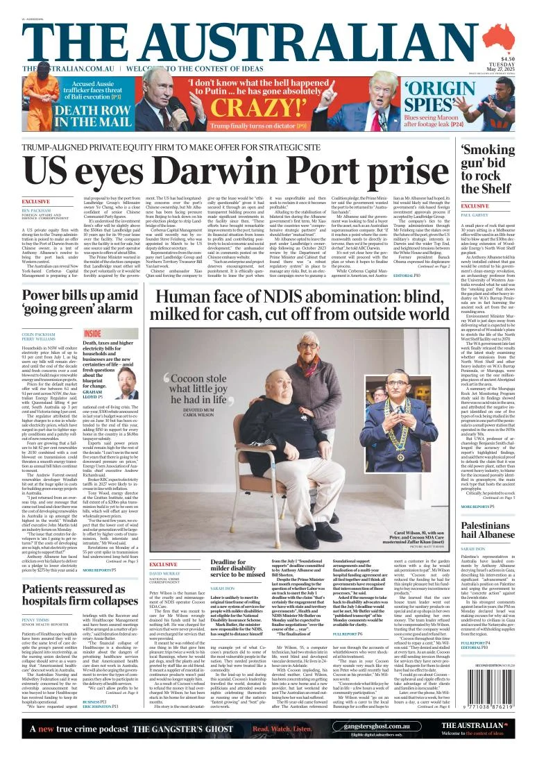Portada de The Australian del martes, 27 de mayo de 2025