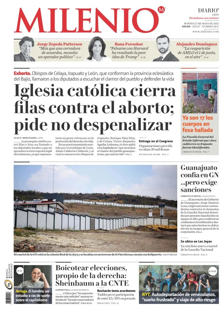 Portada de Milenio Leon del martes, 27 de mayo de 2025
