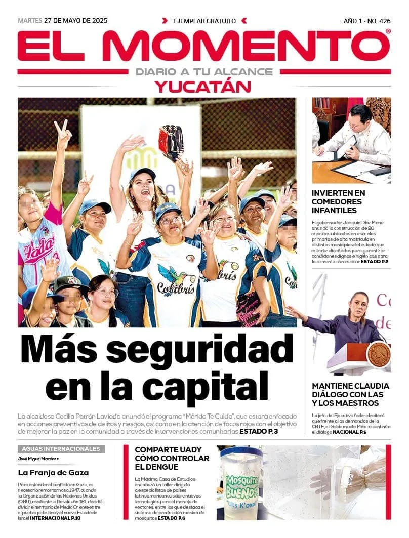 Portada de El Momento Yucatan del martes, 27 de mayo de 2025