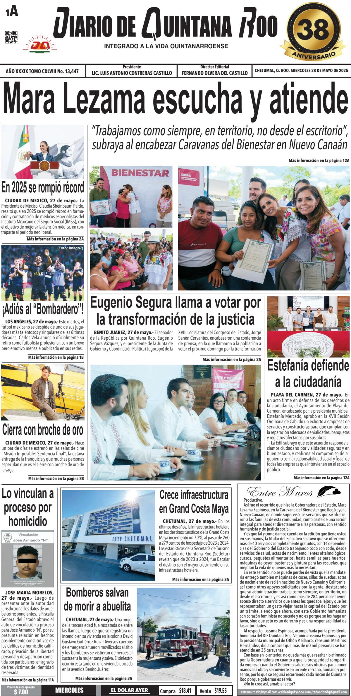 Portada de Diario de Quintana Roo (portada)