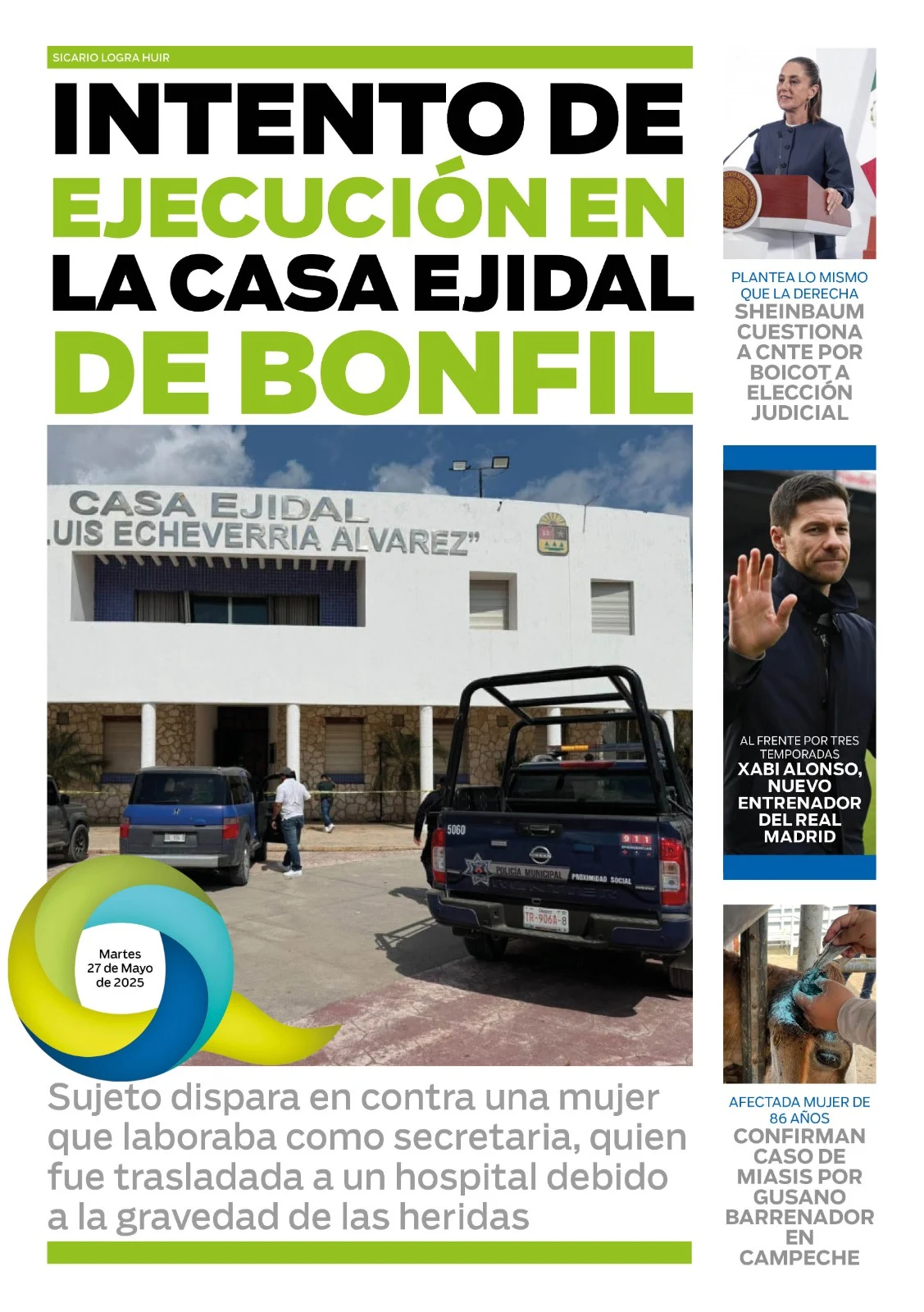 Portada de El Quintana Roo (contraportada) del martes, 27 de mayo de 2025