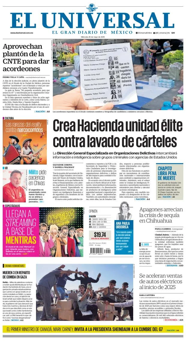 Portada de El Universal