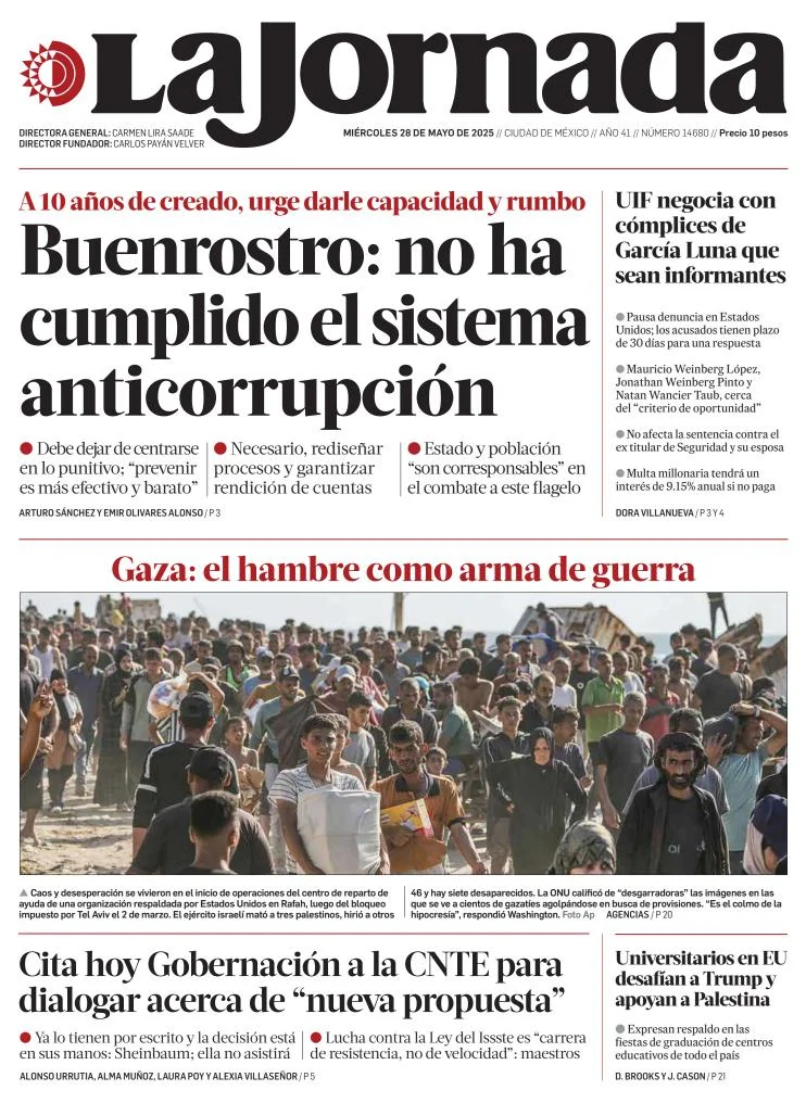 Portada de La Jornada