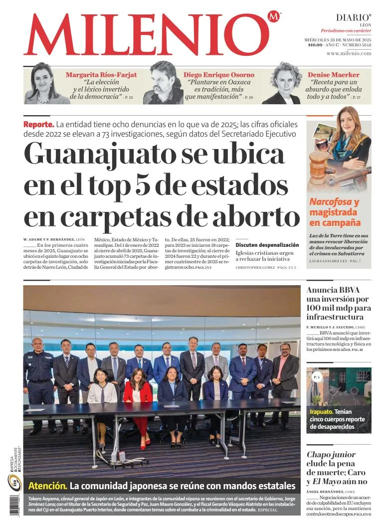 Portada de Milenio Leon del miércoles, 28 de mayo de 2025