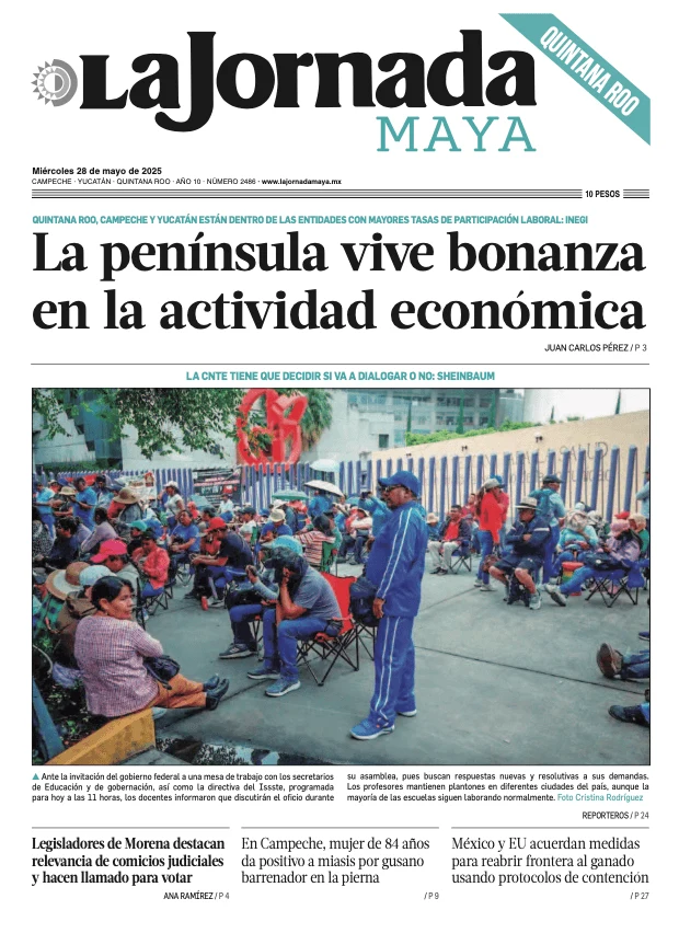 Portada de La Jornada Maya Quintana Roo del miércoles, 28 de mayo de 2025