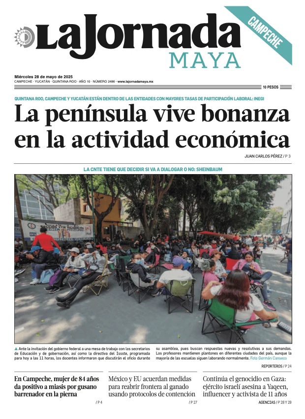 Portada de La Jornada Maya Campeche del miércoles, 28 de mayo de 2025