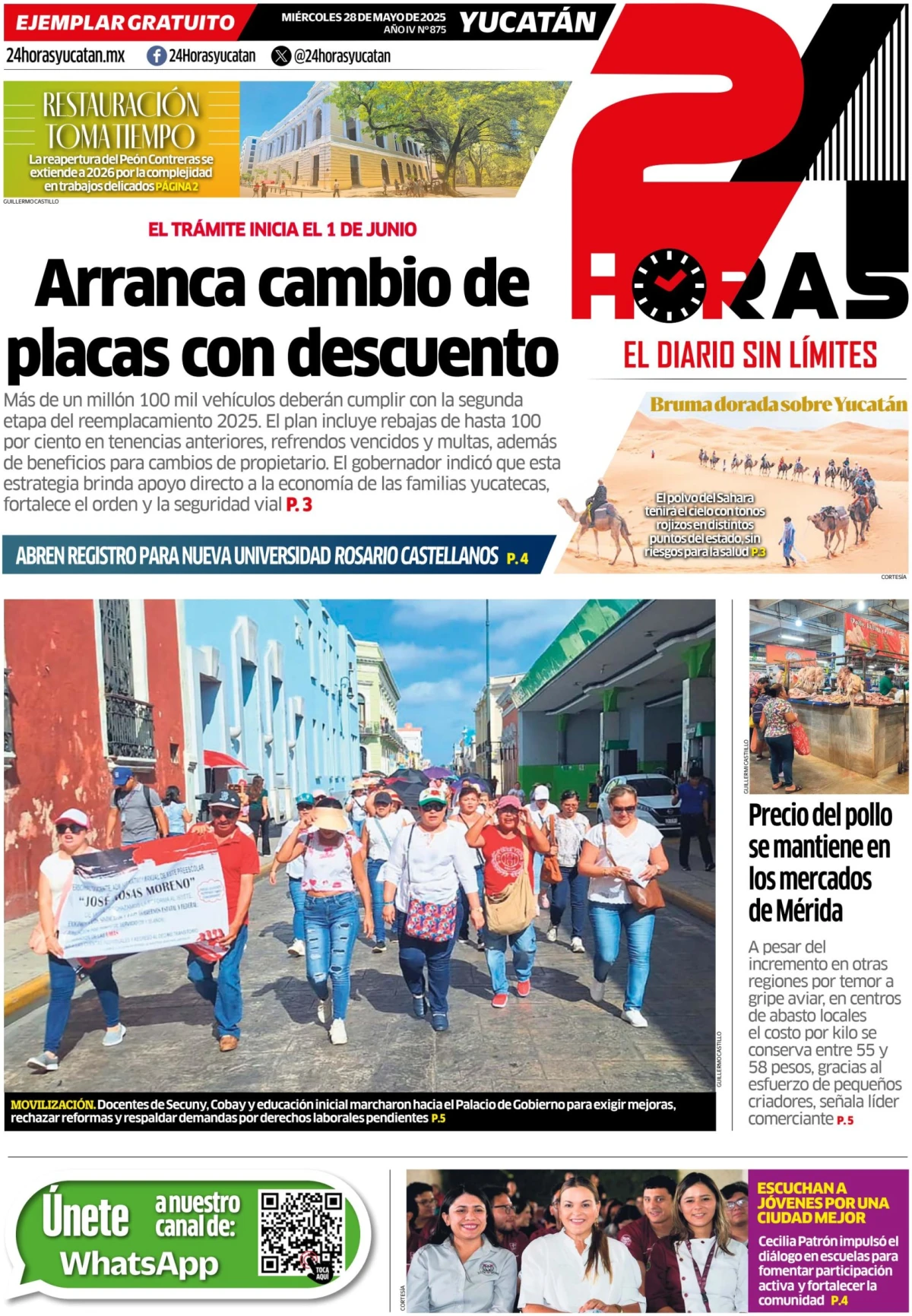 Portada de 24 Horas Yucatan del miércoles, 28 de mayo de 2025