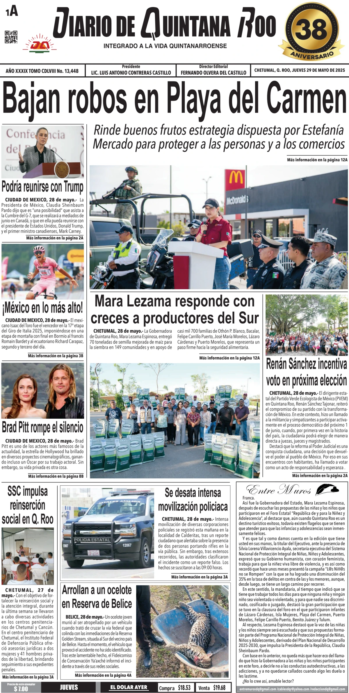 Portada de Diario de Quintana Roo (portada)
