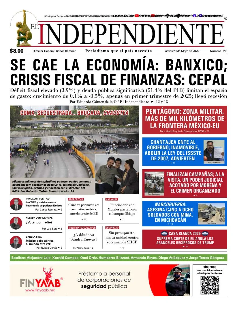 Portada de El Independiente del jueves, 29 de mayo de 2025