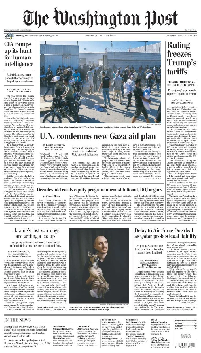 Portada de The Washington Post del jueves, 29 de mayo de 2025