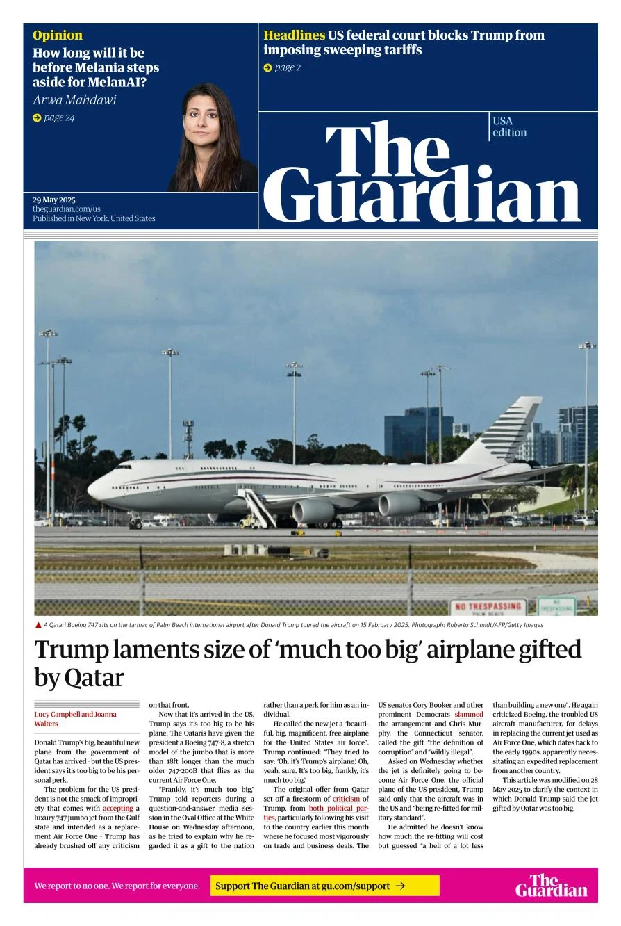 Portada de The Guardian (usa)