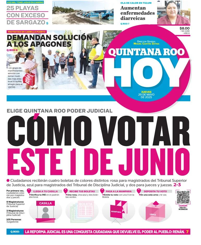 Portada de Quintana Roo Hoy del jueves, 29 de mayo de 2025