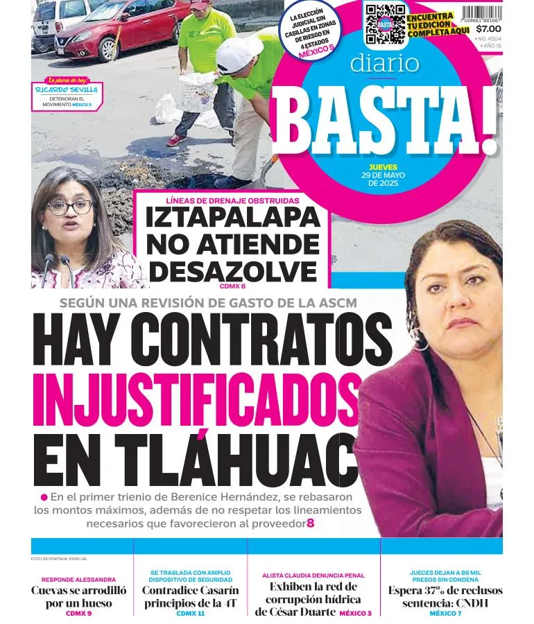 Portada de Basta del jueves, 29 de mayo de 2025