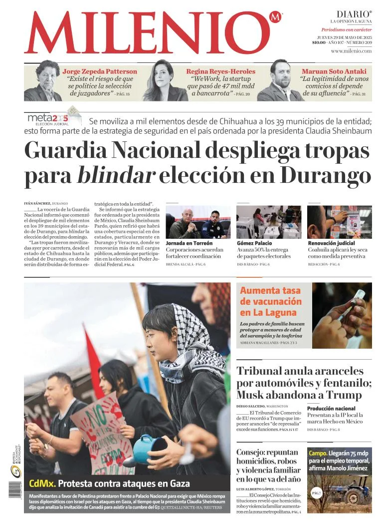 Portada de Milenio Laguna del jueves, 29 de mayo de 2025