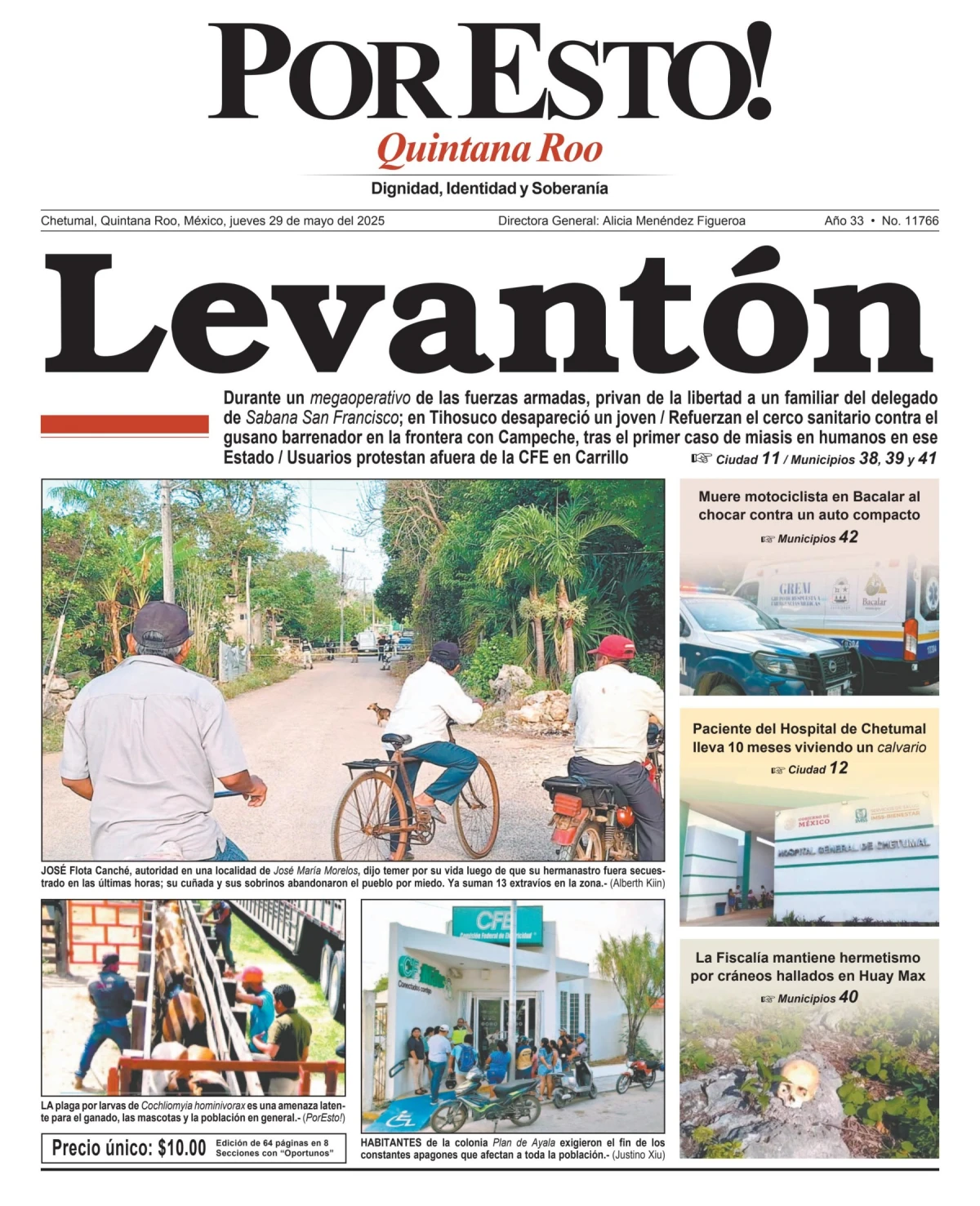 Portada de Por Esto (quintana Roo Chetumal) del jueves, 29 de mayo de 2025