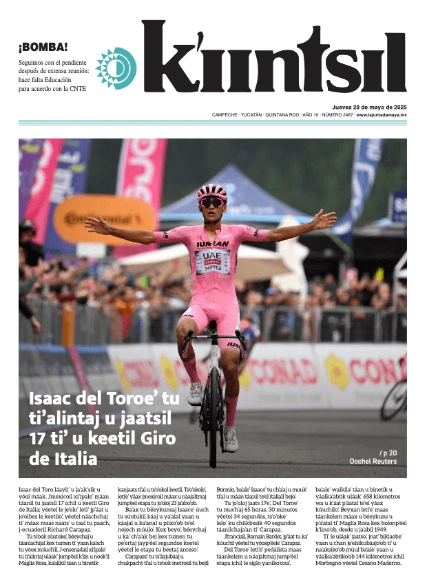 Portada de La Jornada - Kiintsil del jueves, 29 de mayo de 2025