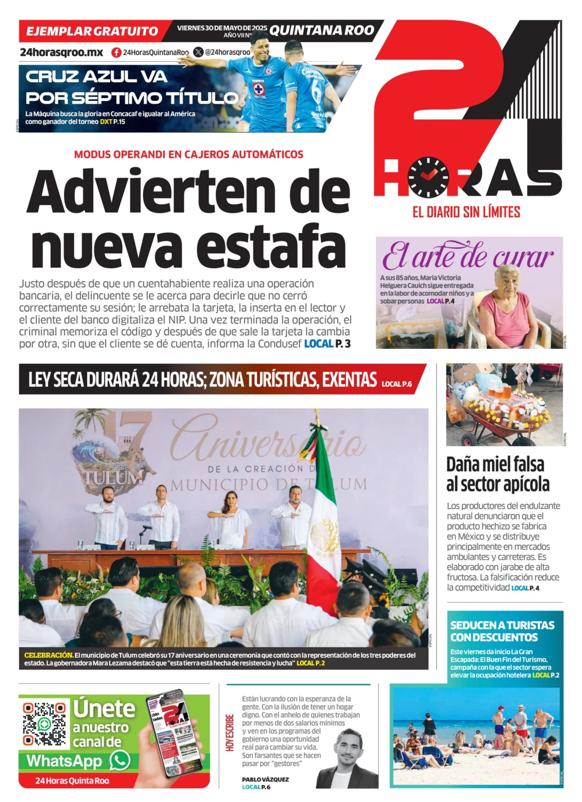 Portada de 24 Horas Quintana Roo