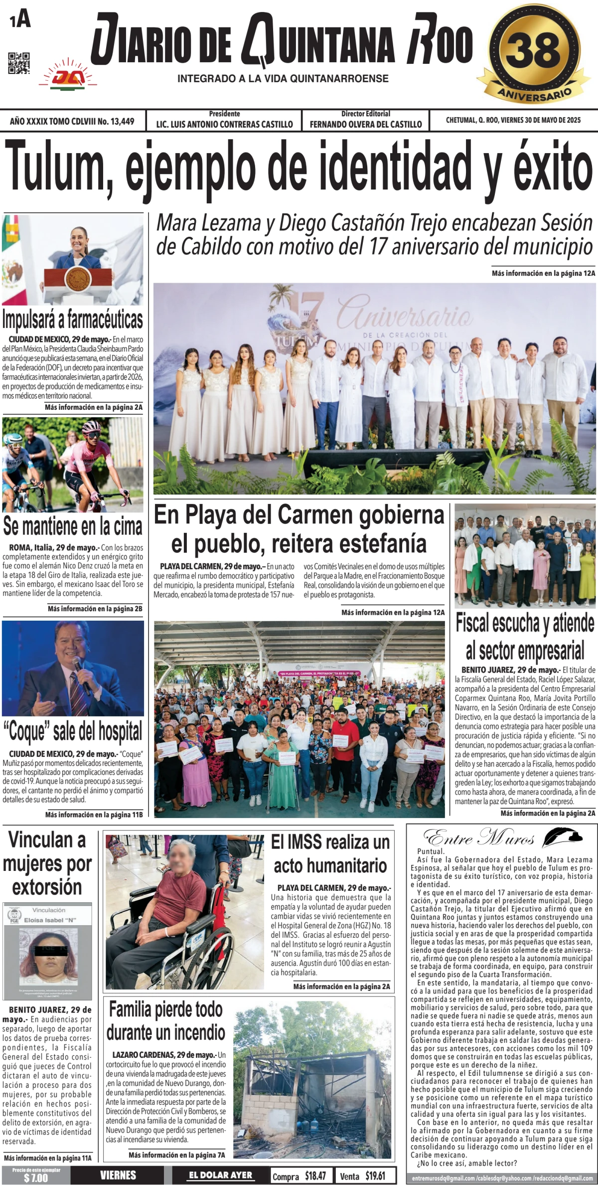 Portada de Diario de Quintana Roo (portada)