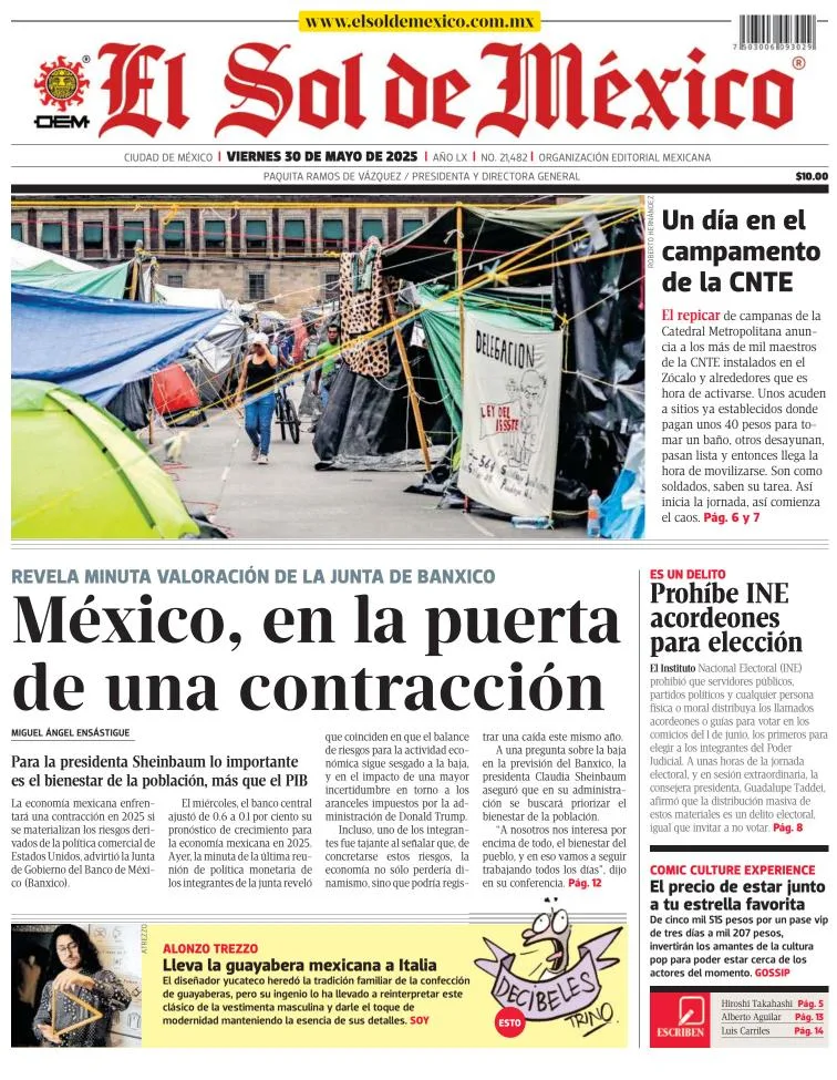 Portada de El Sol de Mexico