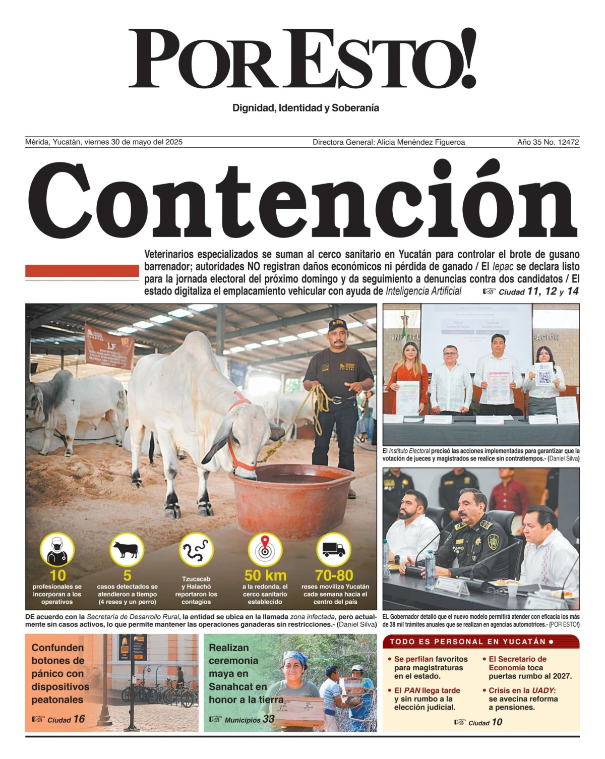 Portada de Por Esto (merida, Yucatan) del viernes, 30 de mayo de 2025