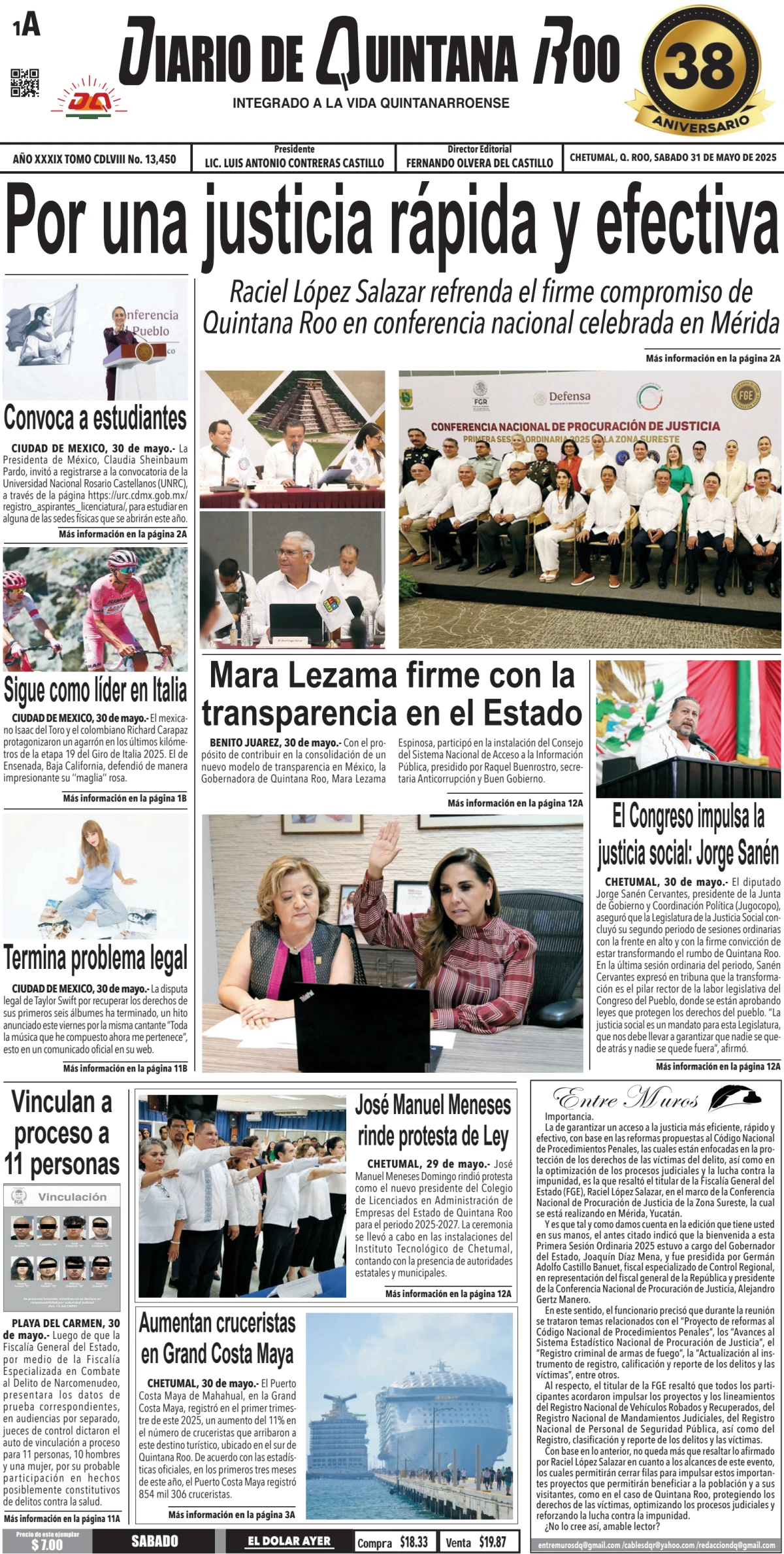Portada de Diario de Quintana Roo (portada)
