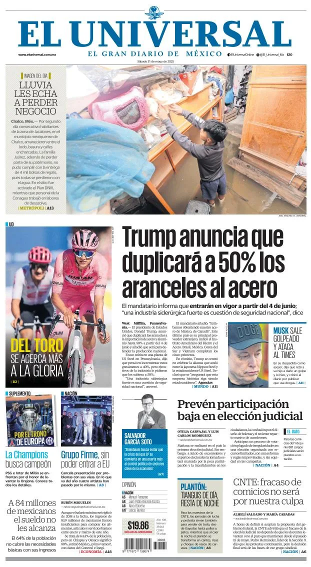 Portada de El Universal