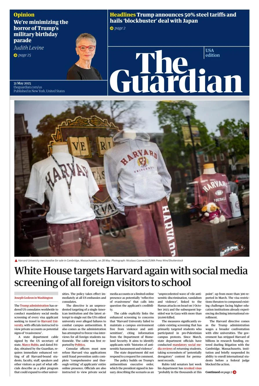 Portada de The Guardian (usa)