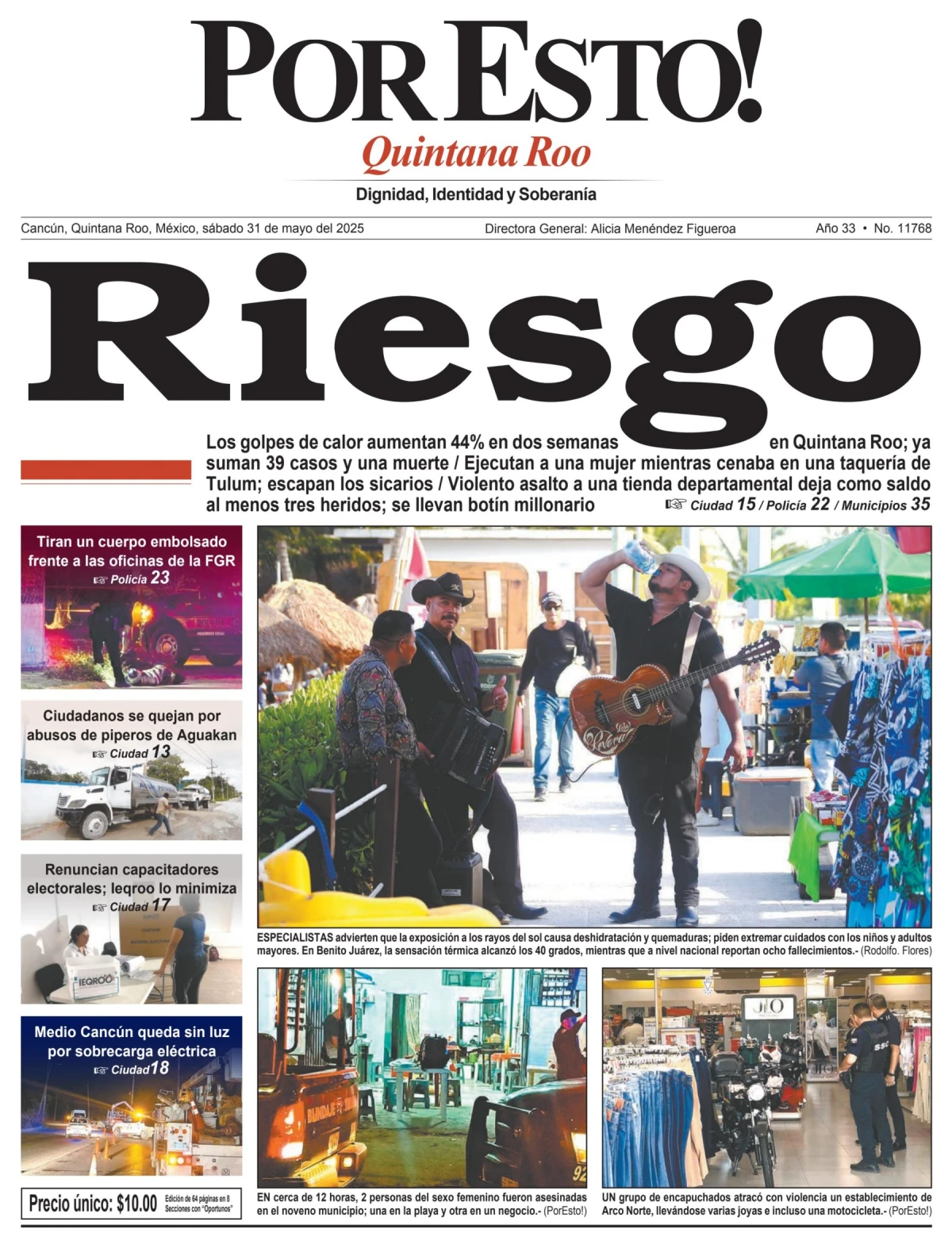 Portada de Por Esto (quintana Roo Cancun) del sábado, 31 de mayo de 2025