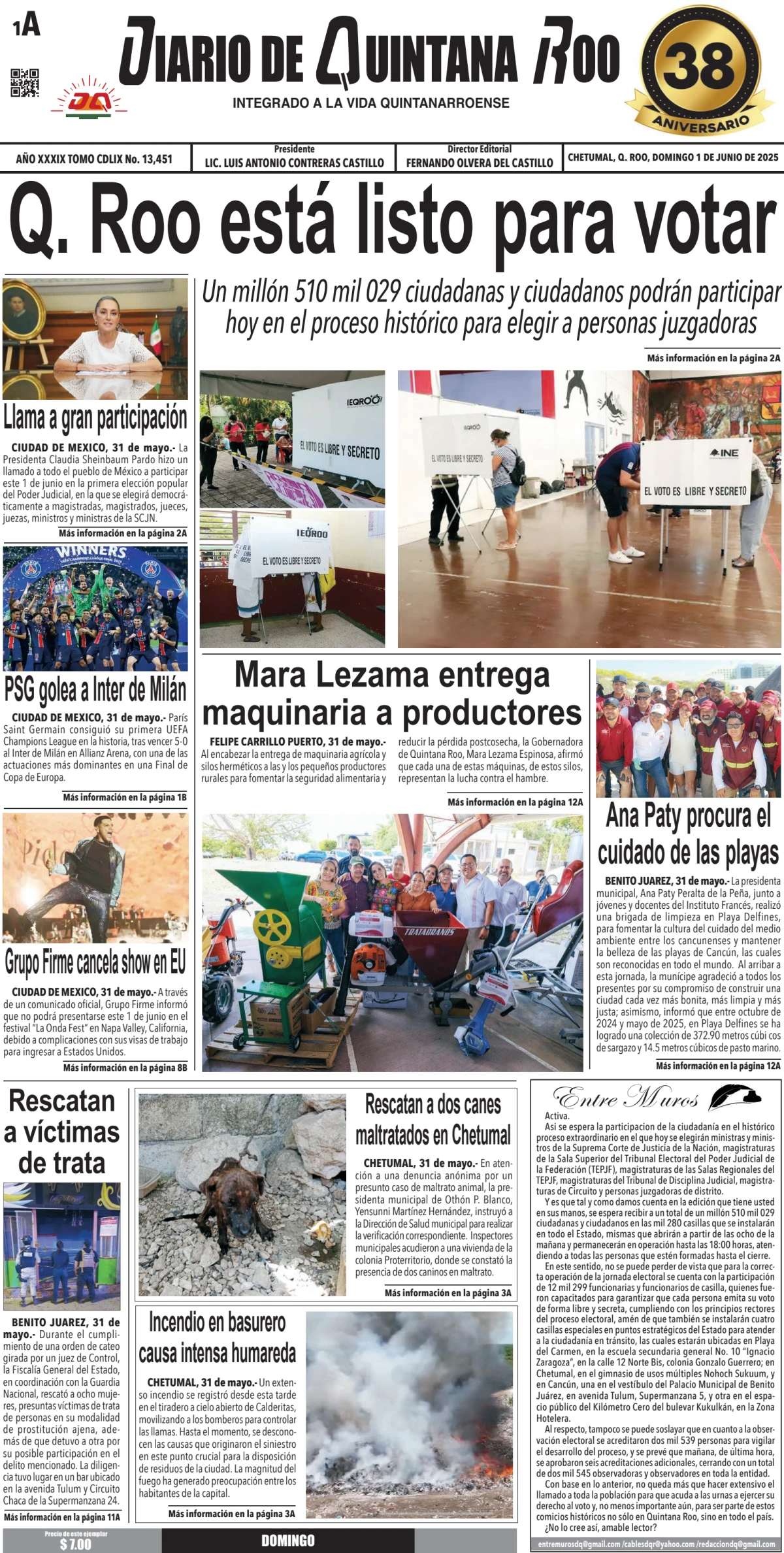Portada de Diario de Quintana Roo (portada)