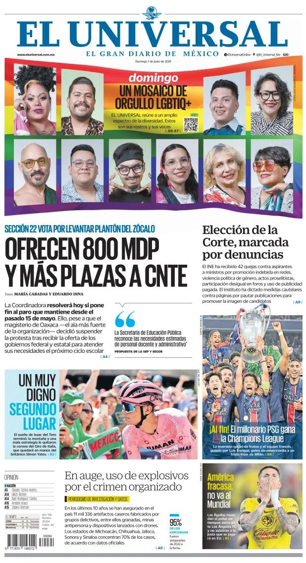 Portada de El Universal