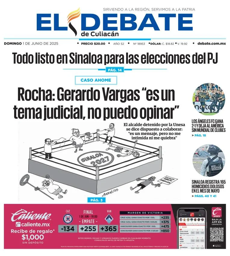 Portada de El Debate de Culiacan