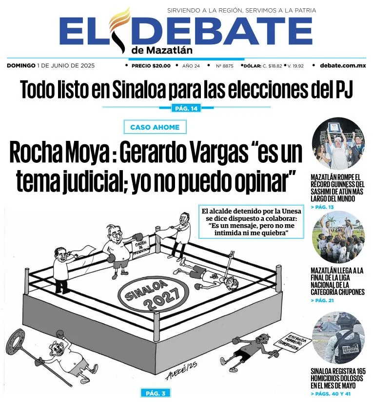 Portada de El Debate de Mazatlan