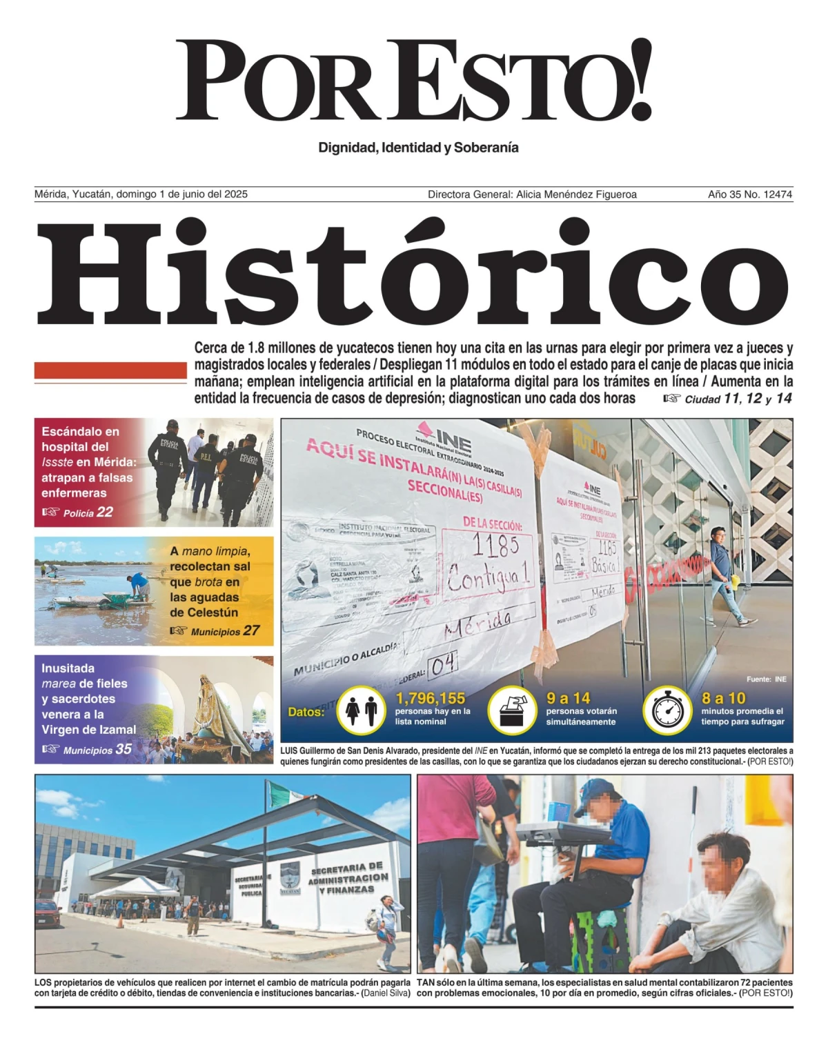 Portada de Por Esto (merida, Yucatan) del domingo, 1 de junio de 2025