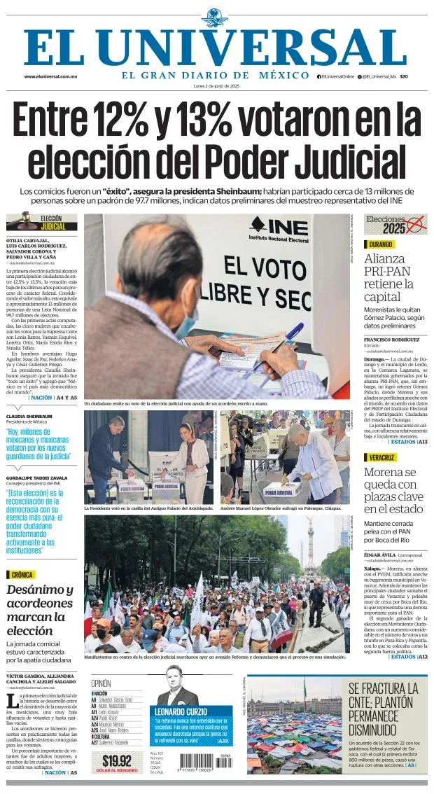 Portada de El Universal