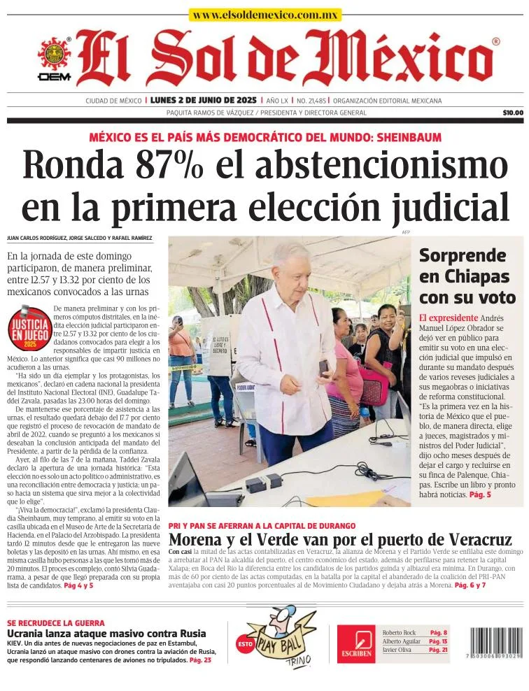 Portada de El Sol de Mexico