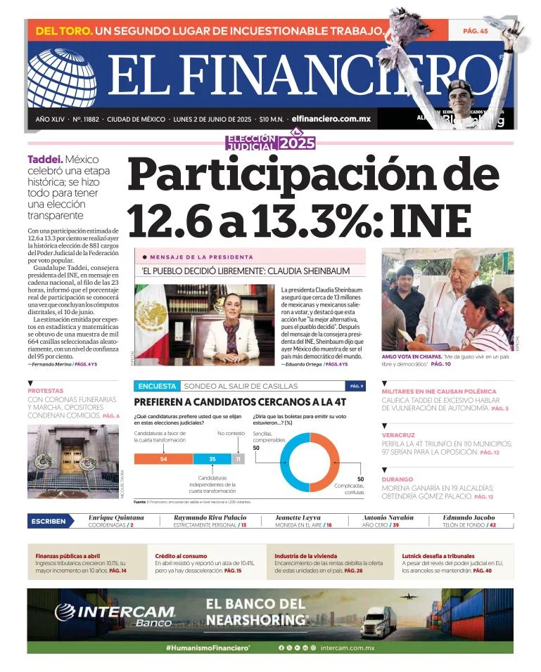 Portada de El Financiero