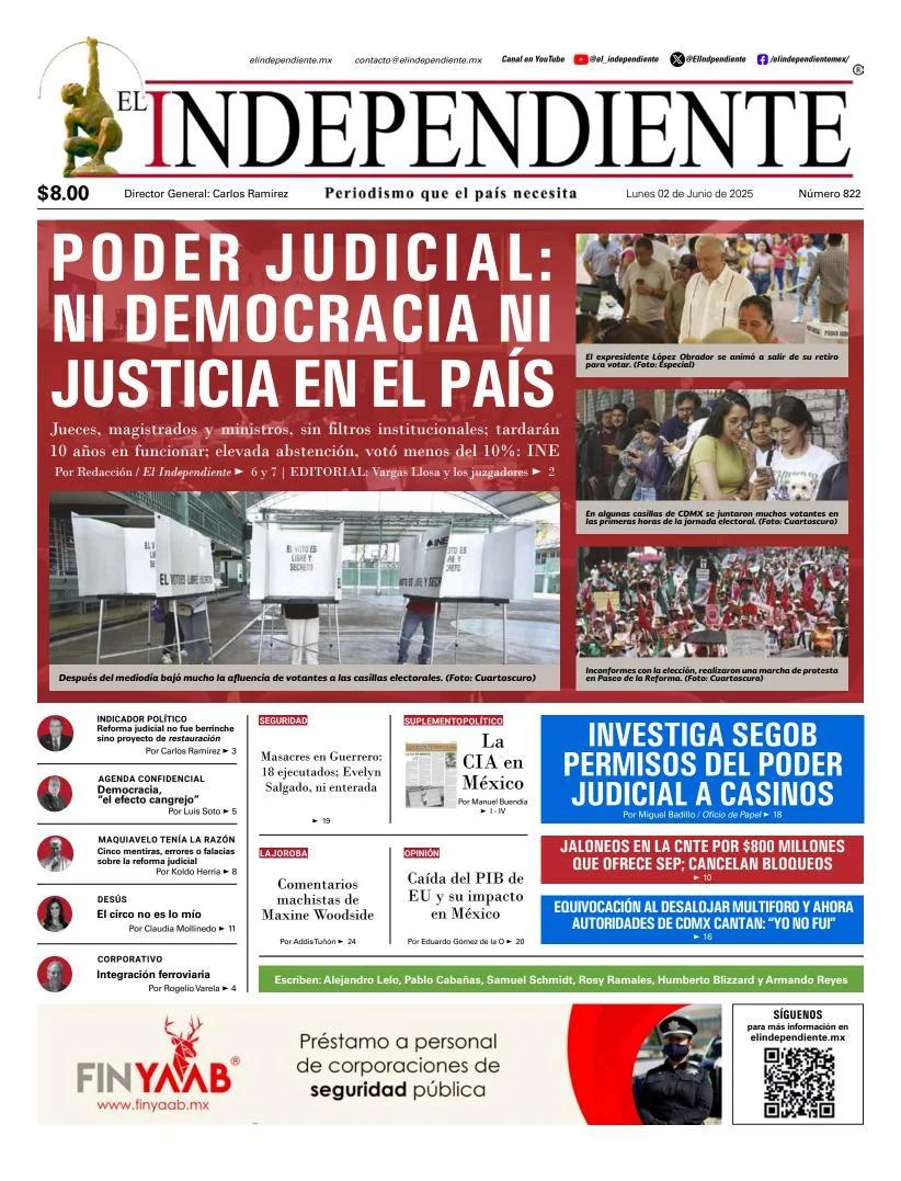 Portada de El Independiente del lunes, 2 de junio de 2025